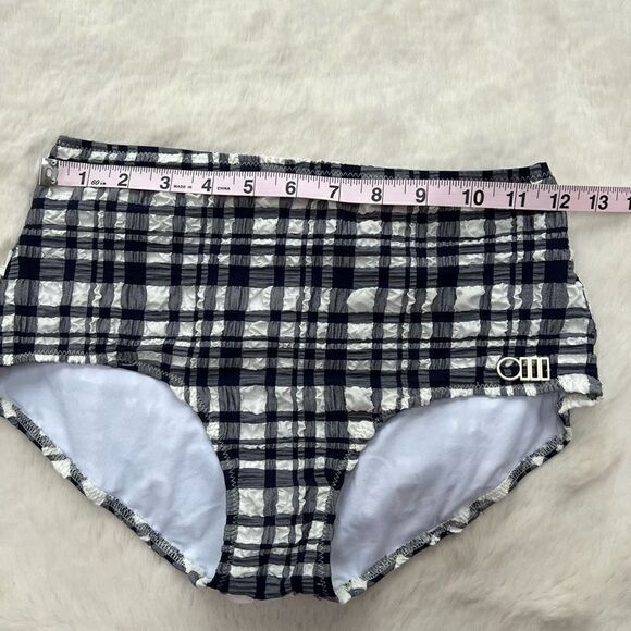 NWOT Solid & Striped Women's Ginger Bikini Bottom Puckered Madras Navy White S - Picture 11 of 11